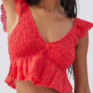 Red Urban Outfitters Ruffle Crop Top